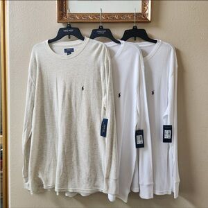 3 x Polo Ralph Lauren waffle front tee, long sleeve T-shirt, top size 2XL
